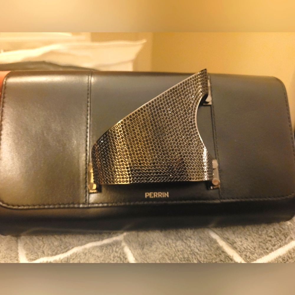Perrin L'eiffel clutch with Swarovski crystals and dust bag